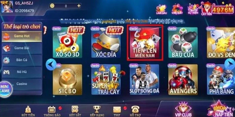 Hình ảnh trải nghiệm người chơi thử thách với tiến lên miền nam.